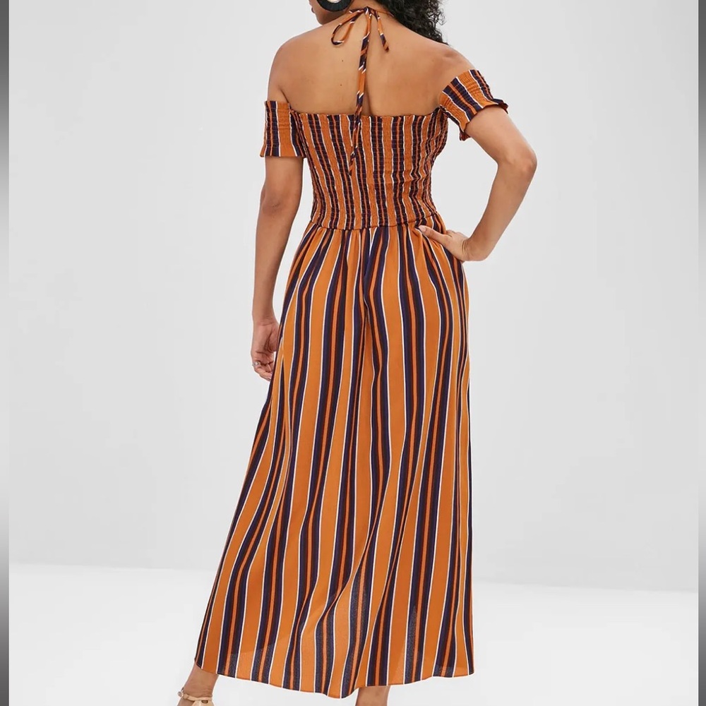 Striped Faux-Wrap Dress - Picture 4 of 4